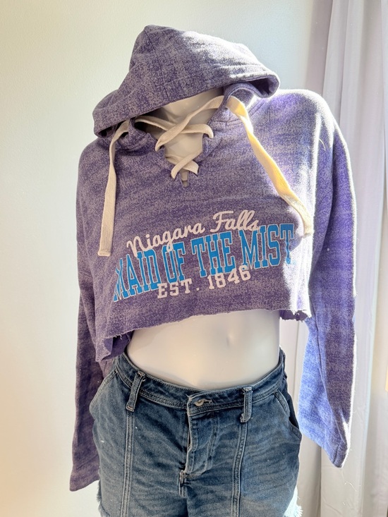None Tops - Niagara Falls Maid of the Mist hooded sweater travel cropped women XLarge